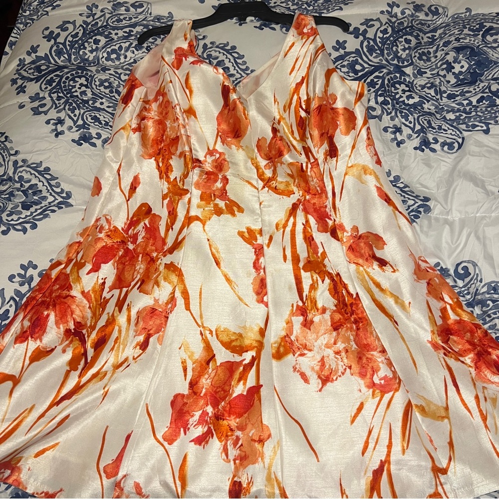 Neiman Marcus Brand Orange White Floral Dress